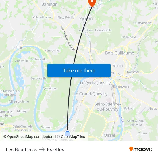 Les Bouttières to Eslettes map