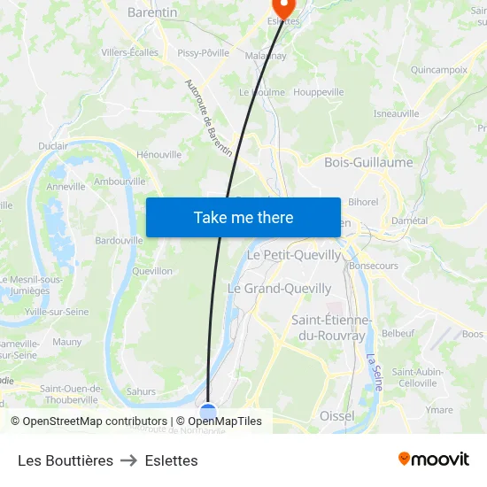 Les Bouttières to Eslettes map