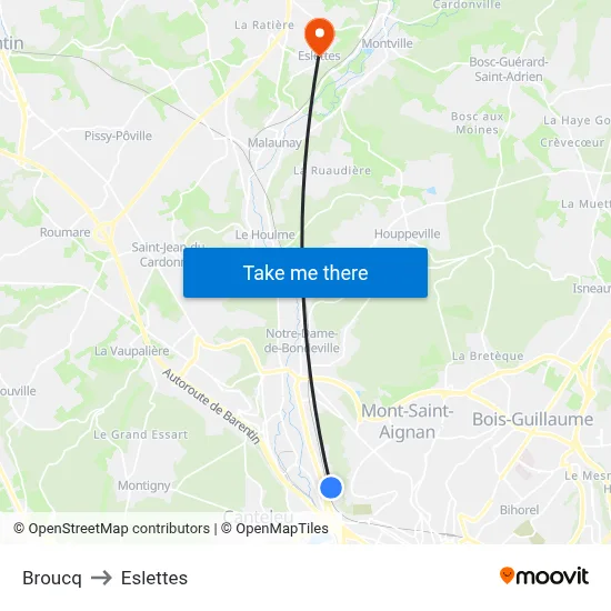 Broucq to Eslettes map