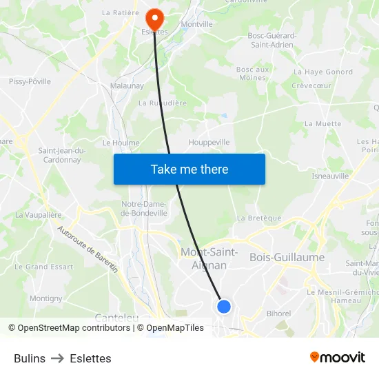 Bulins to Eslettes map