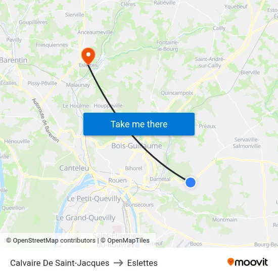 Calvaire De Saint-Jacques to Eslettes map
