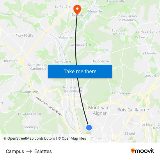 Campus to Eslettes map