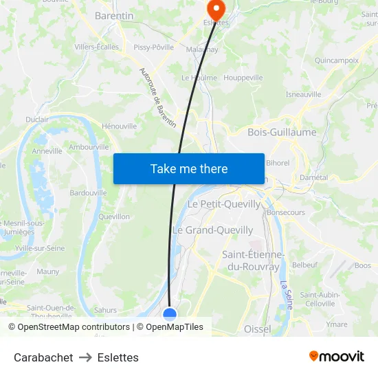 Carabachet to Eslettes map