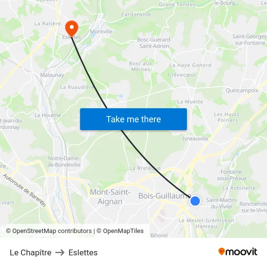 Le Chapître to Eslettes map