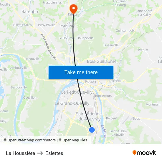 La Houssière to Eslettes map