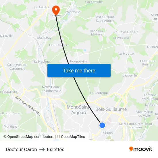 Docteur Caron to Eslettes map