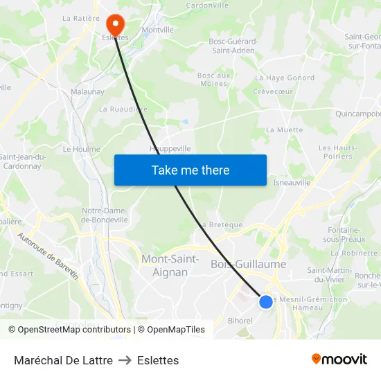Maréchal De Lattre to Eslettes map