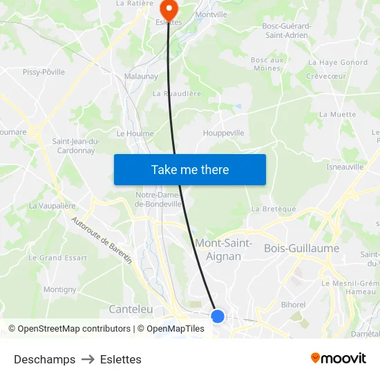 Deschamps to Eslettes map