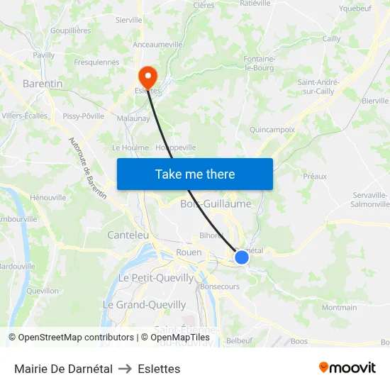 Mairie De Darnétal to Eslettes map