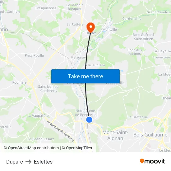 Duparc to Eslettes map