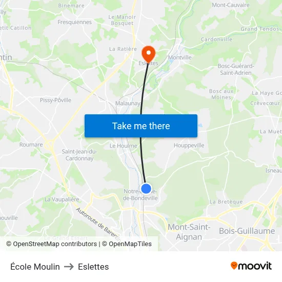 École Moulin to Eslettes map