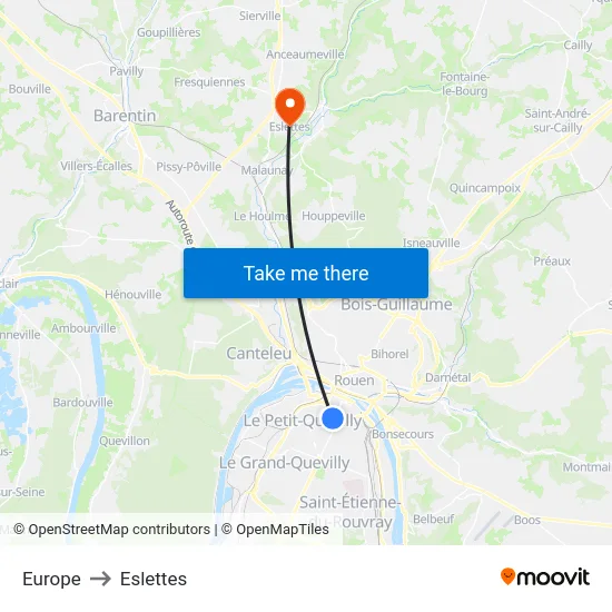Europe to Eslettes map