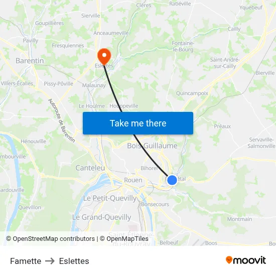 Famette to Eslettes map