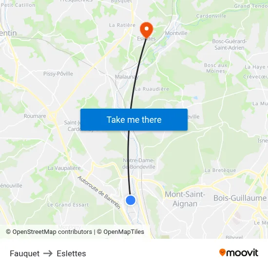 Fauquet to Eslettes map