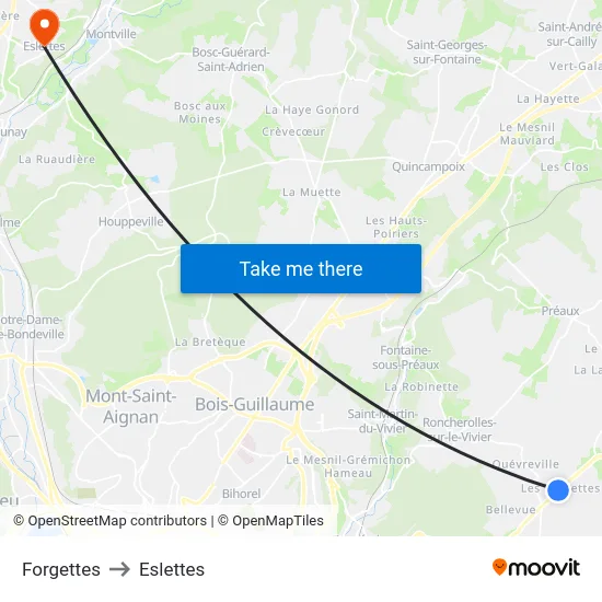 Forgettes to Eslettes map