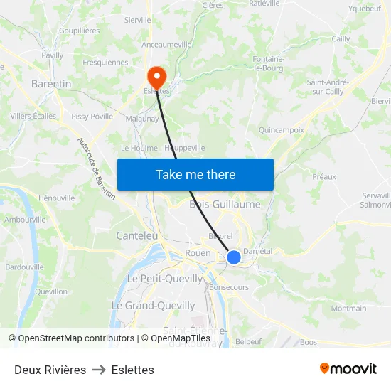 Deux Rivières to Eslettes map