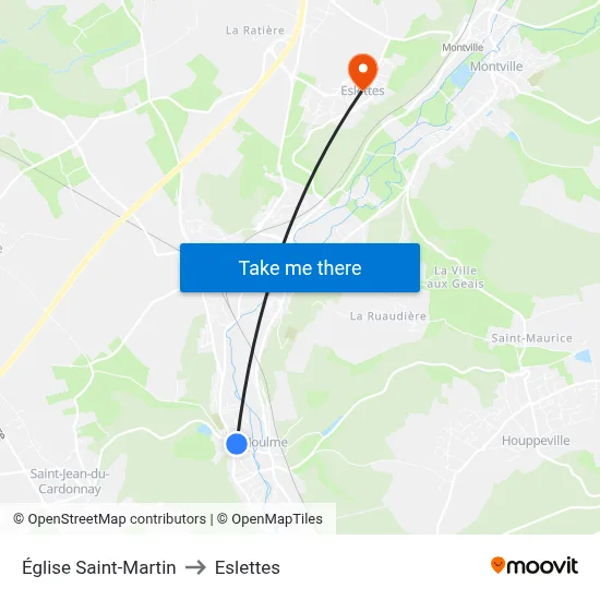 Église Saint-Martin to Eslettes map