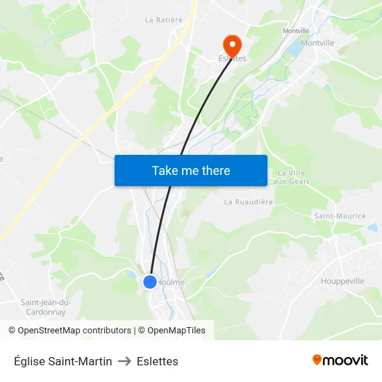 Église Saint-Martin to Eslettes map