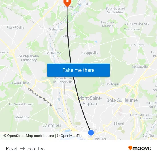 Revel to Eslettes map