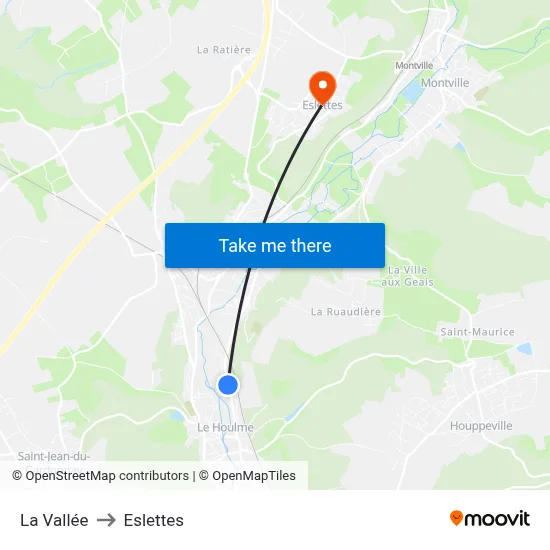 La Vallée to Eslettes map