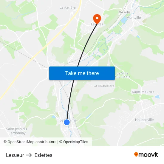 Lesueur to Eslettes map