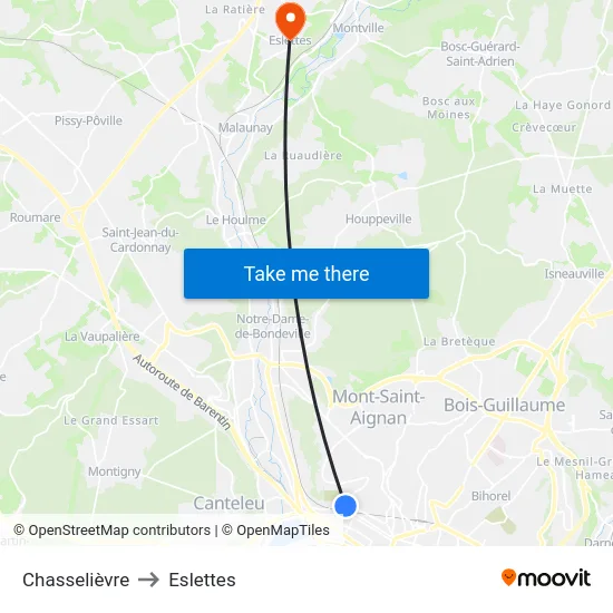 Chasselièvre to Eslettes map