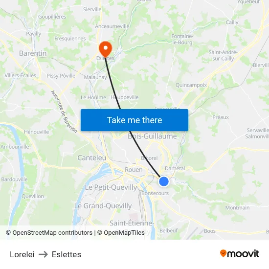 Lorelei to Eslettes map