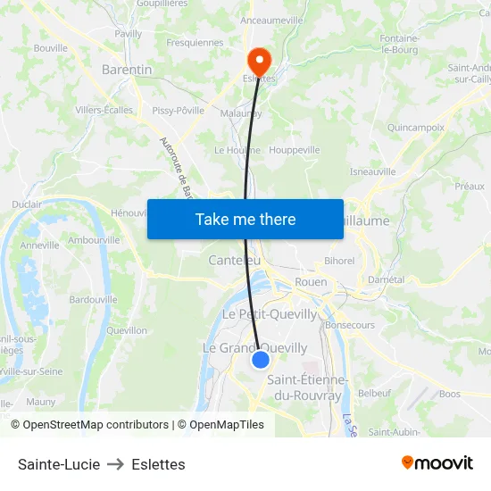 Sainte-Lucie to Eslettes map
