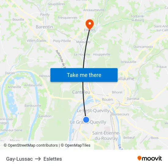 Gay-Lussac to Eslettes map