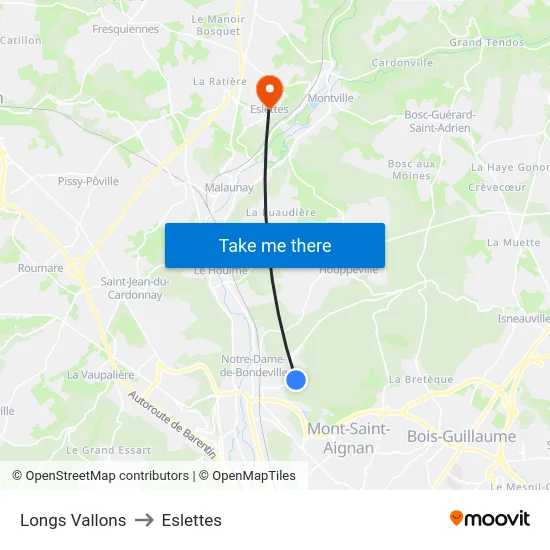 Longs Vallons to Eslettes map