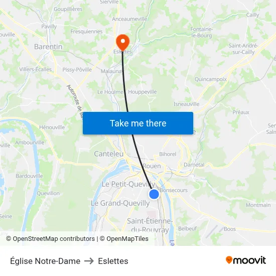 Église Notre-Dame to Eslettes map