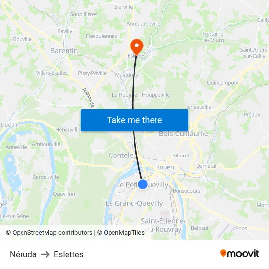 Néruda to Eslettes map