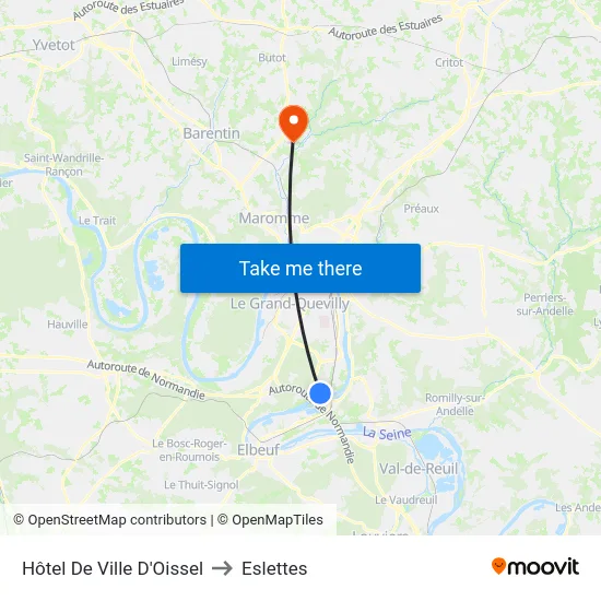 Hôtel De Ville D'Oissel to Eslettes map