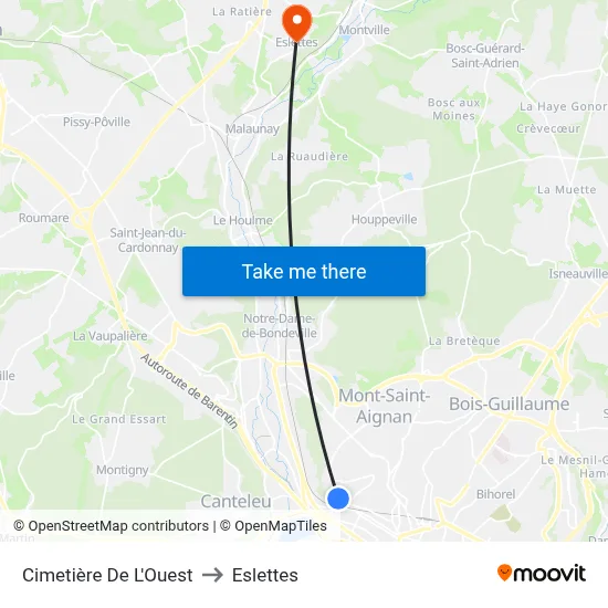 Cimetière De L'Ouest to Eslettes map