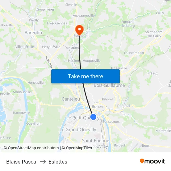 Blaise Pascal to Eslettes map