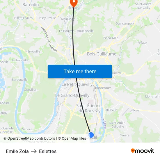 Émile Zola to Eslettes map