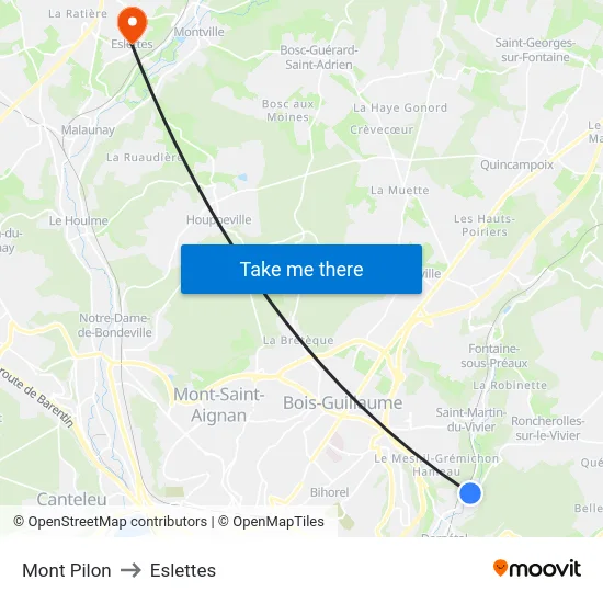 Mont Pilon to Eslettes map