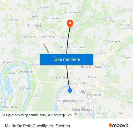 Mairie De Petit-Quevilly to Eslettes map