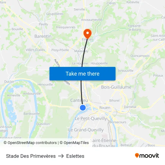 Stade Des Primevères to Eslettes map