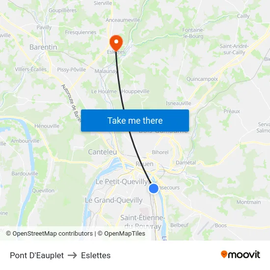 Pont D'Eauplet to Eslettes map