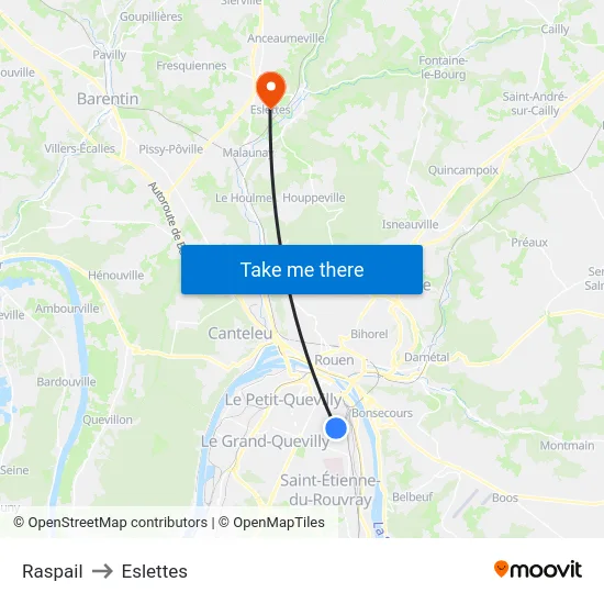 Raspail to Eslettes map