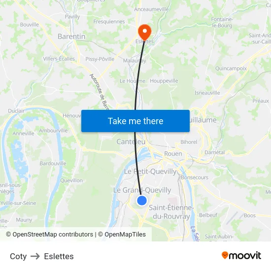 Coty to Eslettes map