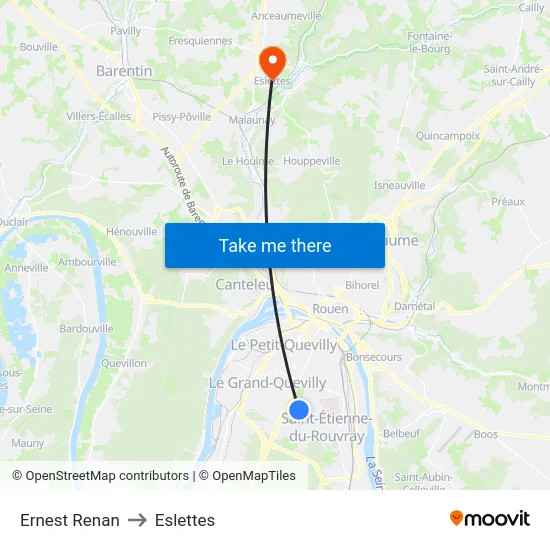 Ernest Renan to Eslettes map