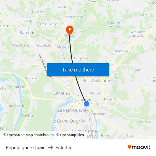République - Quais to Eslettes map