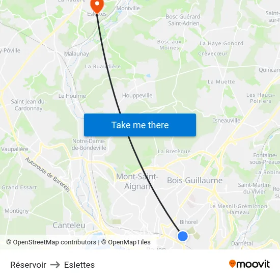 Réservoir to Eslettes map
