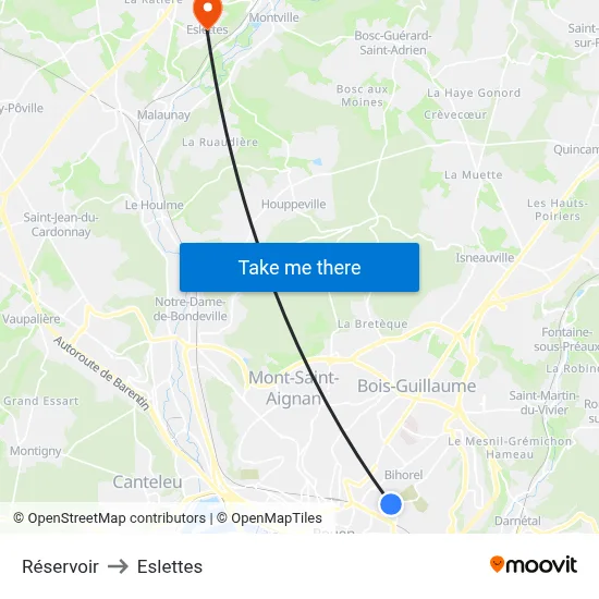Réservoir to Eslettes map