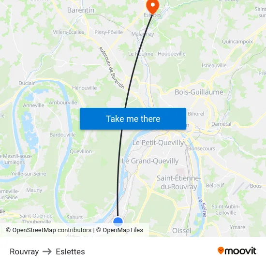 Rouvray to Eslettes map