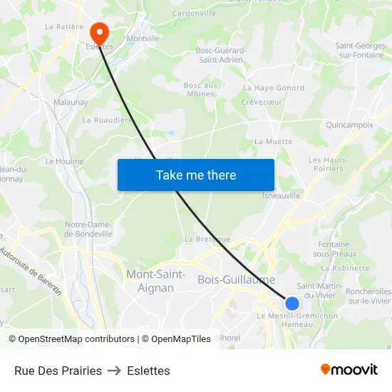 Rue Des Prairies to Eslettes map