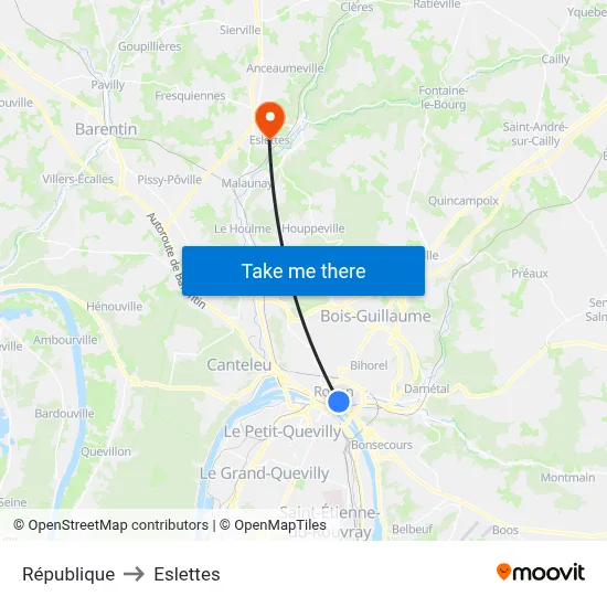République to Eslettes map