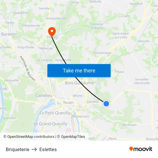 Briqueterie to Eslettes map